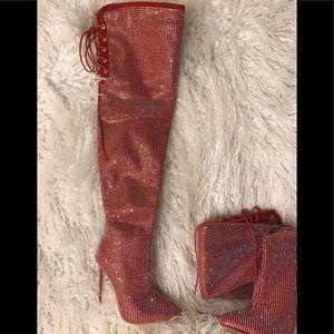 NWT Akira RHINESTONE THIGH HIGH STILETTO BOOTS
